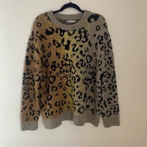 Zara Ombre & Leopard Print Sweater
